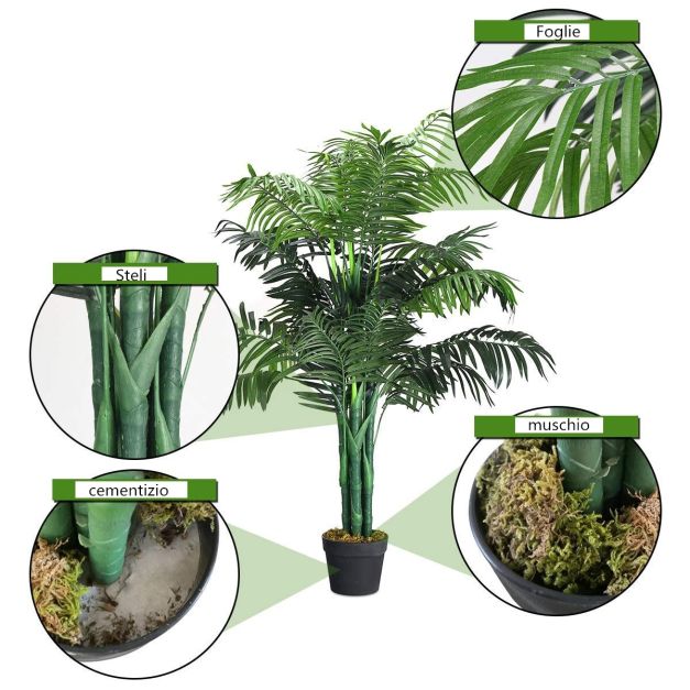 RELAX4LIFE Palma Areca Phoenix Artificiale 1,3 M, Palma Alta Artificiale In Vaso Con Rami Pieghevoli Pianta Finta Tropicale Di Decorazione Da Interno Ed Esterno Per Casaufficioristorantehotel 65975356