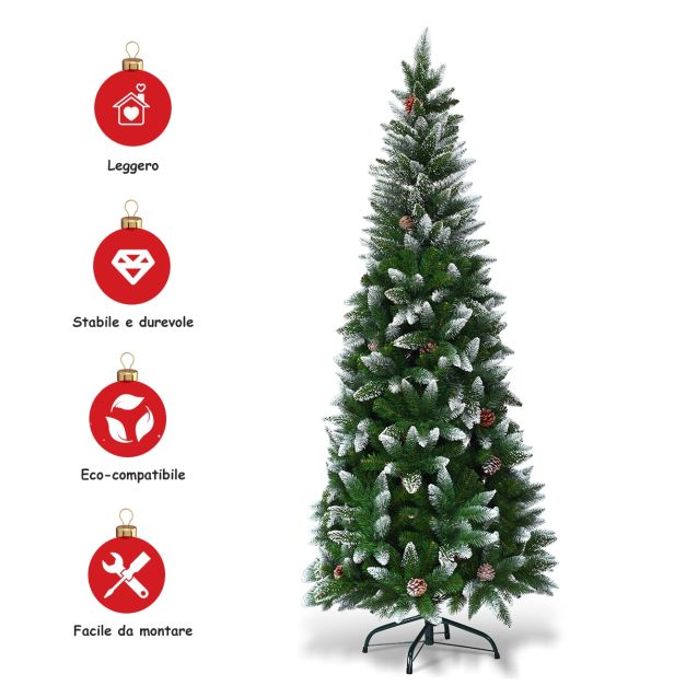 Albero di Natale artificiale 180 cm 100% PVC, 1006 rami, punte