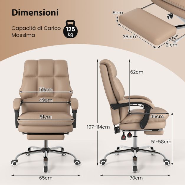 Sedia da ufficio ergonomica Vinsetto regolabile con poggiatesta e braccioli,sedia da computer regolabile in altezza con funzione girevole e oscillante | Leroy Merlin