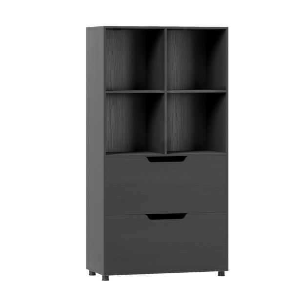 Mensola A Cubo In Legno 80x24x67 Cm – 2 Ripiani, 7 Cubi, Organizer Per Soggiorno, Camera Da Letto, Ufficio, 68 Kg Portata