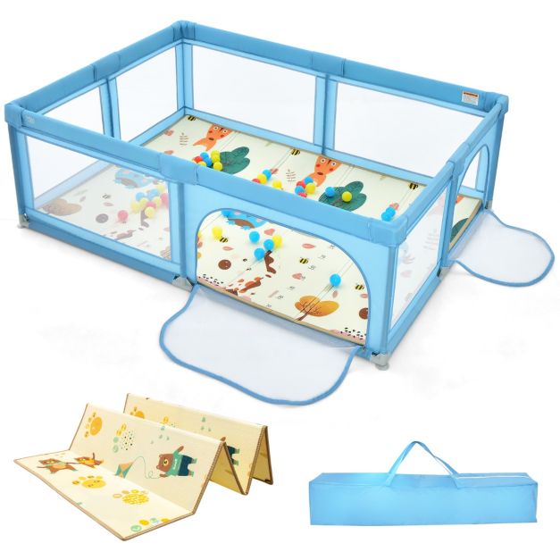 Set di recinto grande per neonati con tappetino rete traspirante, Box per  bambini per interno ed esterno - Costway