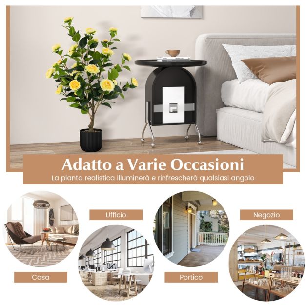 Albero Di Camelia Artificiale Con 678 Foglie E 28 Fiori Altezza 143 Cm Rosa 87573364