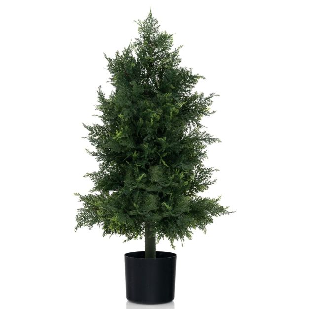 Cespugli Artificiali A Sfera Di Cedro, 58 Cm, Set Da 4 Con Picchetto, Piante Finte UV Resistenti Per Esterni - 4