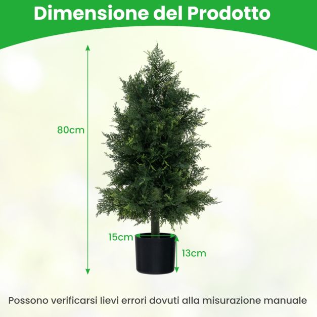 Alberi di cedro artificiale da 61 cm con picchetto, confezione da 2 cespugli di cedro sintetico, resistenti ai raggi UV, arbusti finti realistici con punte, per esterni e interni, portico, giardino