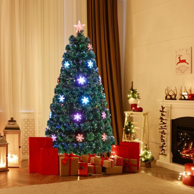 Albero di Natale con illuminazione e supporto, 240 cm, in fibra