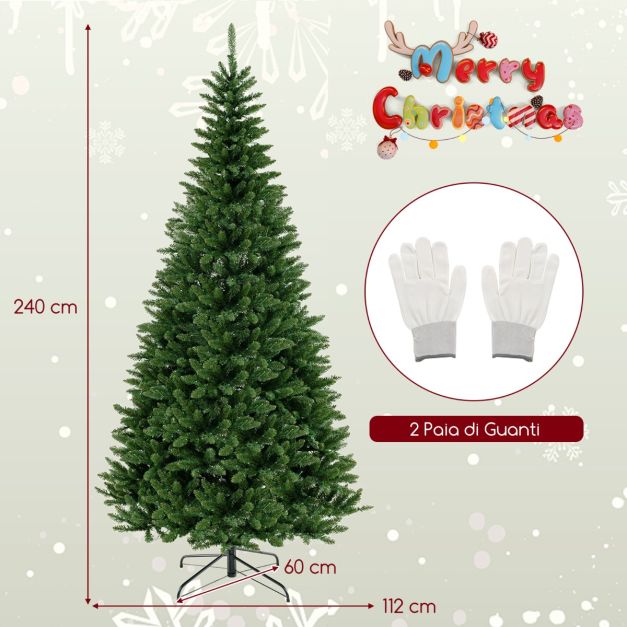 Albero Di Natale Artificiale Ad Angolo Homgoday, 180 Cm, PVC Ignifugo, Con Piedistallo In Metallo, Pieghevole, 246 Punte, Verde