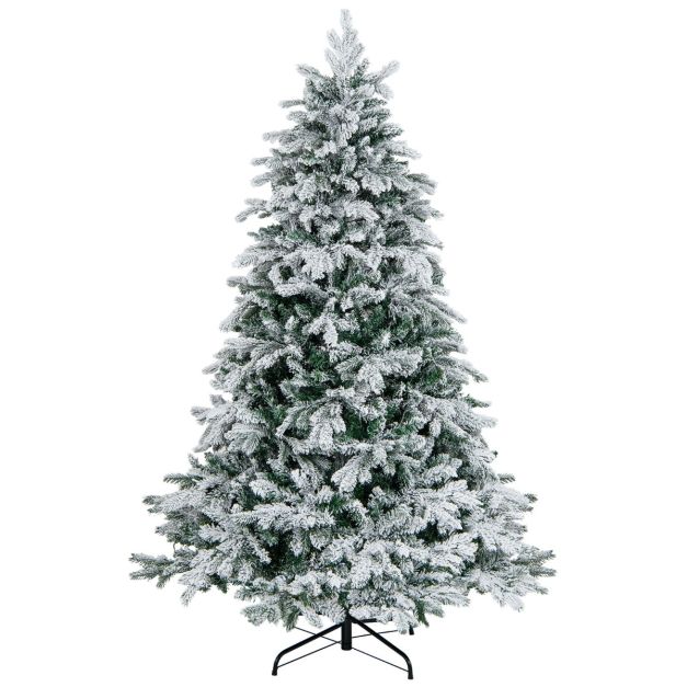 COSTWAY Albero di Natale Slim Innevato 180 CM, Albero di Natale