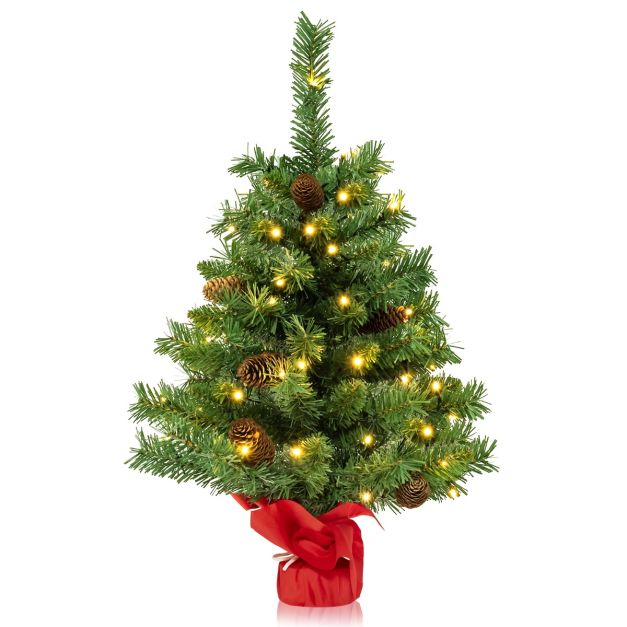 Albero di Natale piccolo 64cm con luci, Mini albero Natale da tavolo con 50  luci LED 8 modalità di illuminazione