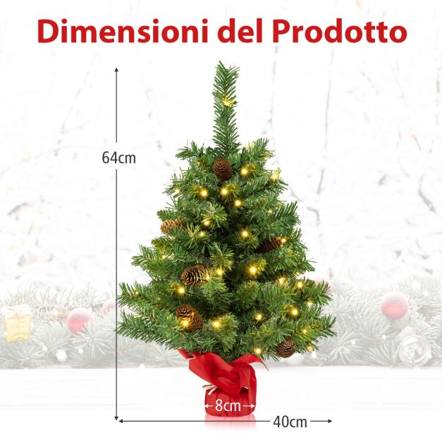 KOMFOTTEU Mini Albero di Natale Artificiale 90 cm con Timer, Albero di