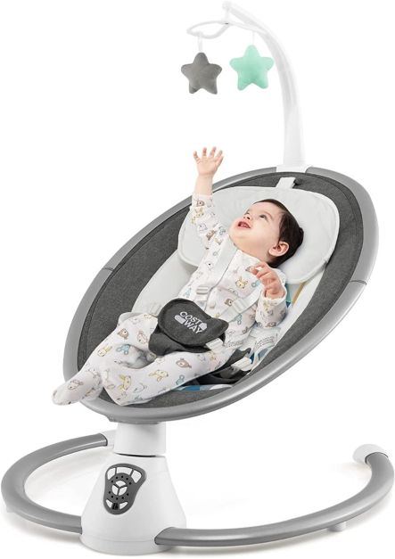 Altalena elettrica per neonati con 5 ampiezze di oscillazione, Sedia a  dondolo con imbracatura di sicurezza