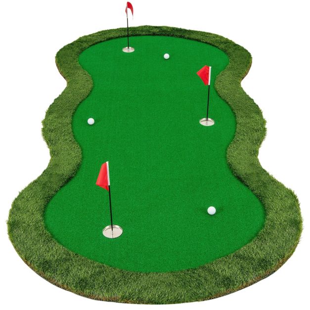 Tappetino Da Golf Practice In Gomma Ed Erba PE – 61x31x1,5 Cm – Con Supporto Per Tee – Per Esterno E Interno - 2