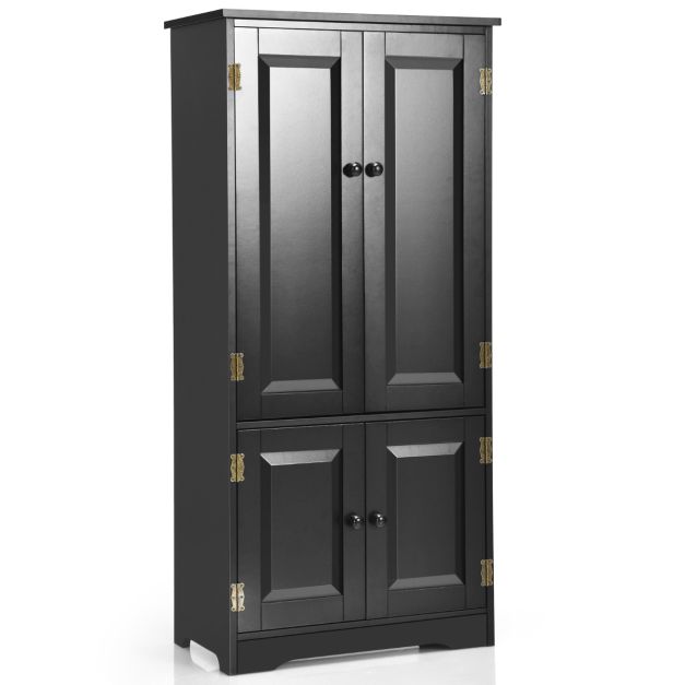 Costway Armadio del bagno, Organizer con doppia anta a persiana e