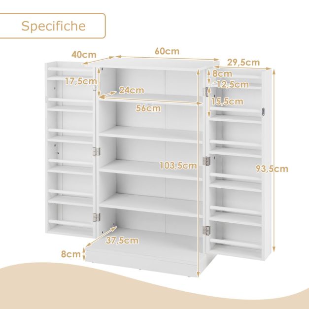 ROOMART Armadio da parete per lavanderia e ripostiglio, in 3 colori, larghezza 179 cm, con ripiano estraibile • bianco, rovere nero (con armadietto