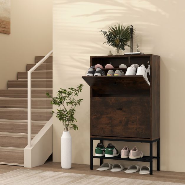 XOKOTAKI Scarpiera Armadio con 6 Scomparti, Armadio per 24 paia di scarpe, Livelli Portascarpe, Scaffale Portascarpe Organizzatore di Scarpe per Camera da Letto, Soggiorno, Corridoio, Ingresso