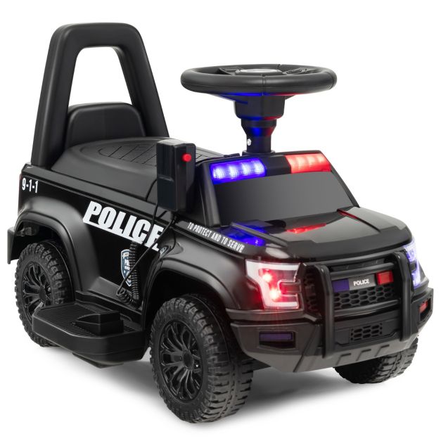 Auto della polizia giocattolo alimentata a batteria, Cavalcabile per  bambini con megafono laterale clacson - Costway