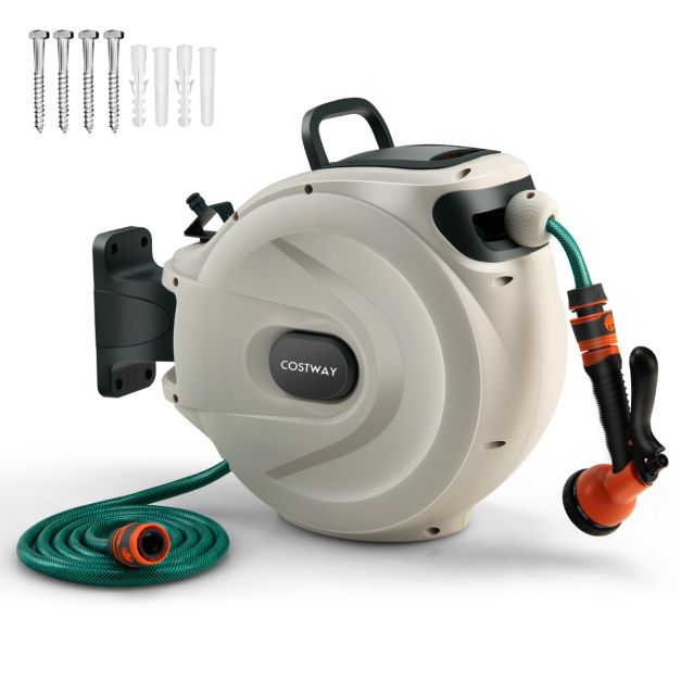 Avvolgitubo per Irrigazione Completo di Tubo 10 m e Pistola con