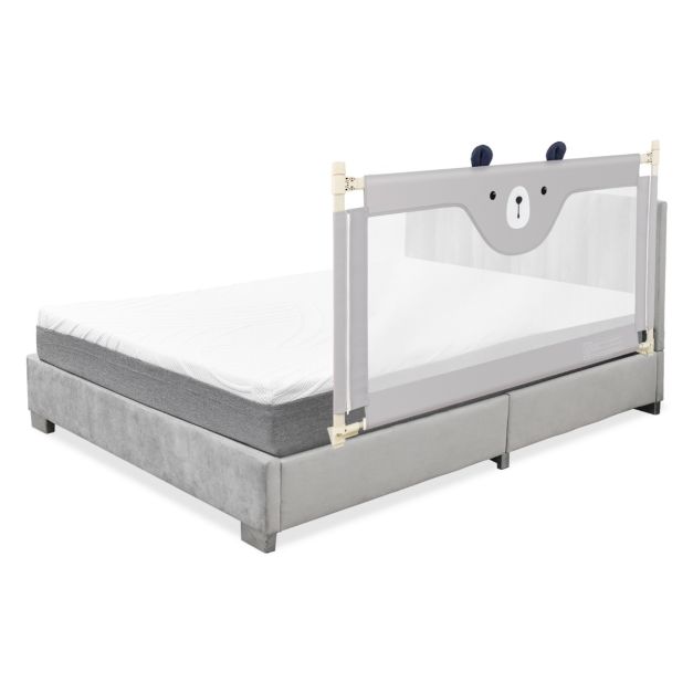 Barriera 150cm pieghevole per letto per bambini, Sbarra con sollevamento e  doppio blocco di sicurezza Grigio - Costway