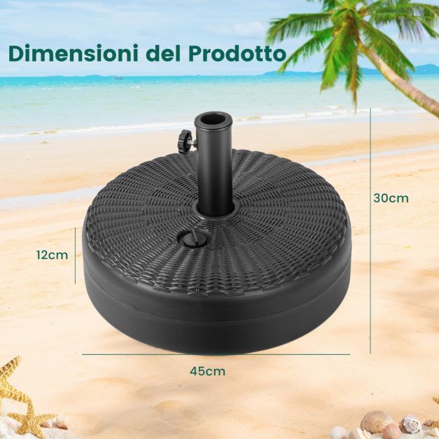 Base Rotonda per Ombrellone 18 kg, Robusto Portaombrelli da Esterno in Resina, Base Ombrellone da Giardino per Pali da 38/48 MM | Leroy Merlin