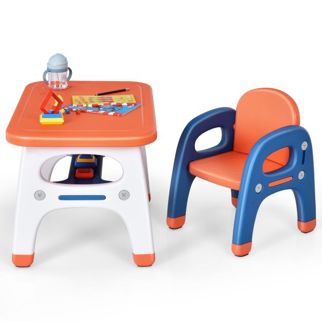 Adorabile Pratica Set Tavolo e Sedia per Bambini Tavolo Alfabeto Camera Bambini in Plastica Multicolore Bambini Mobili Adatto a Bambini di Età Superiore a 3 Anni 
