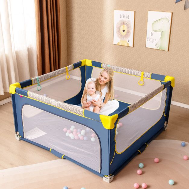 Box Per Bambini, 150 X 180 Cm, Con Rete Traspirante, Con Ventose, Ampio Parco Giochi Di Sicurezza Con 4 Passanti Per Allenamento