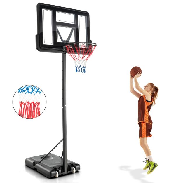 Canestro da basket regolabile in altezza con tabellone da 110x75cm, Porta  da basket per interni ed esterni - Costway