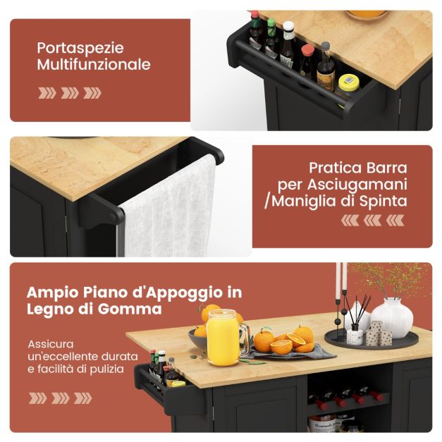 GAOMON Carrello Bar Su Ruote Dorato, 2 Ripiani In MDF Marmorizzato, Con Portabottiglie E Portabicchieri, 91,6x80x39,5 Cm