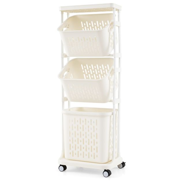 Carrello portabiancheria per hotel con ripiani in legno h42203