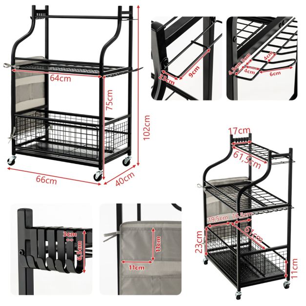 Japard Carrello organizer per attrezzi da giardino, 10