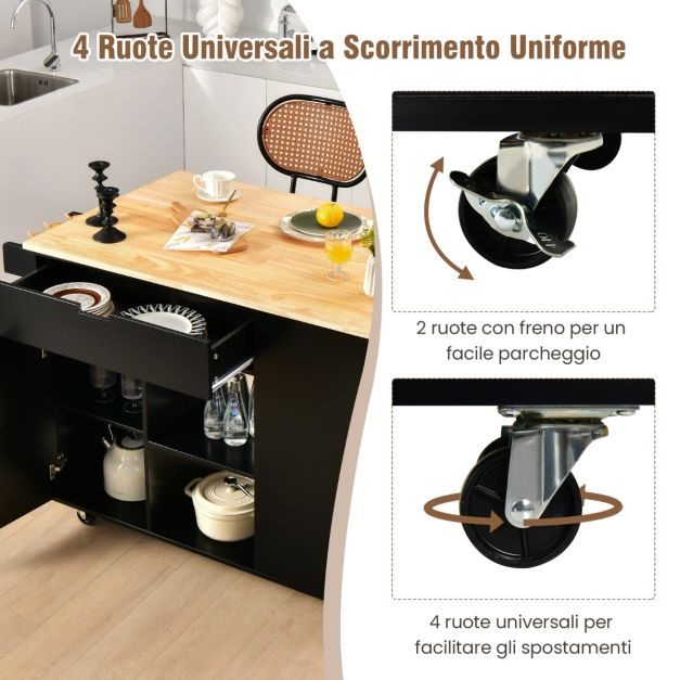 Carrello Portaoggetti Da Cucina A 5 Ripiani Con Ruote: Metallo E Legno, 4 Cestini Estraibili, Per Frutta, Verdura, Dispensa, Marrone-Nero, 87x41.5x32.6 Cm - 4