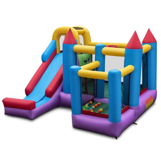 Castello gonfiabile con scivolo trampolino piscina di palline, Casa di  salto gonfiabile 5-in-1 per bambini - Costway