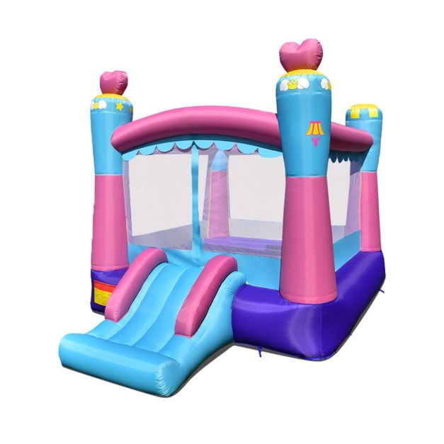 Castello Gonfiabile per Bambini Tappeto con Scivolo Feste Compleanno Motore  Aria