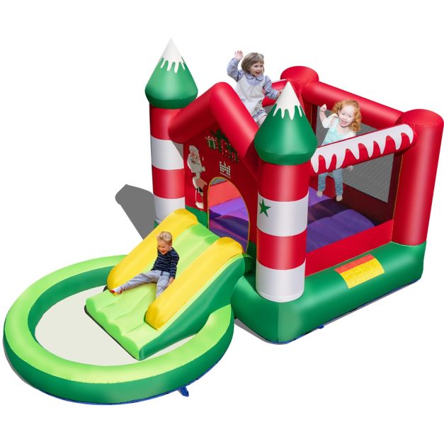 7FT Babbo Natale Gonfiabile Decorazioni per Esterni, Babbo Natale con Borsa Verde, Decorazioni Natalizie da Giardino con Luci LED Integrate, Gonfiabile Decorazioni natalizie per Giardino/Cortile