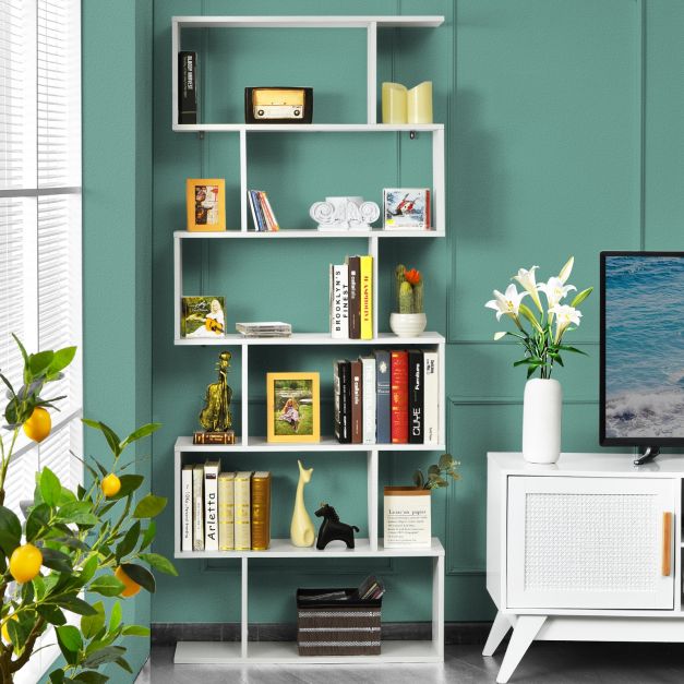 Kaela - Libreria Design Moderna Scaffale 7 Ripiani Rovere Casa Uffici 127x60x24cm 750878