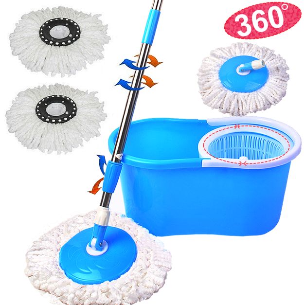 Mop rotante regolabile con cestino in plastica mocio rotante a 360° set  completo, Lavapavimenti microfibra Viola - Costway