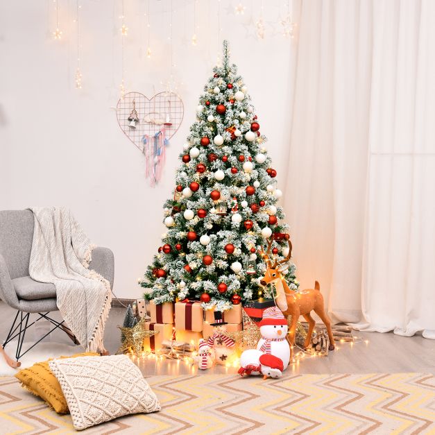 Albero Di Natale Artificiale IGOOD 180 Cm, 979 Punte, 100% PE, Con 300 Luci LED, Abete Nordmann, Facile Da Montare