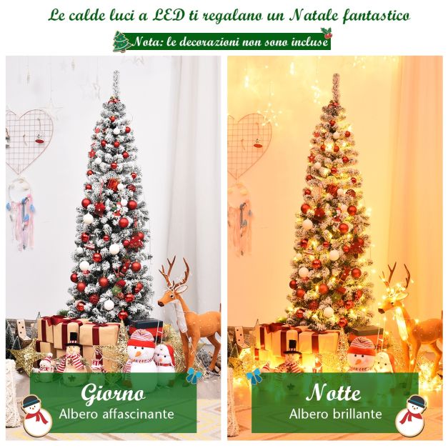 LIFEZEAL Albero di Natale con Luci Incorporate, 190cm, con 290 Luci, 765 Rami Foltissimi, 62 Pigne, Apri da Solo, Base in Metallo, Christmas Tree, Albero di Natale Innevato