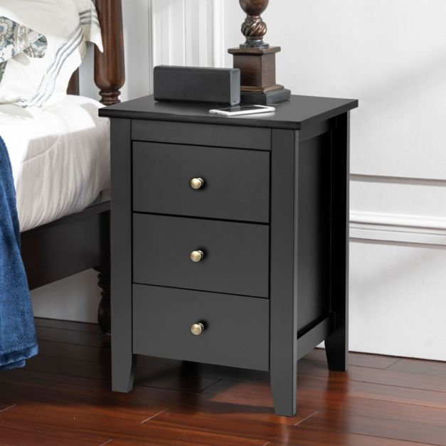 GarveeHome Comò scanalato a 3 cassetti per camera da letto, comodino