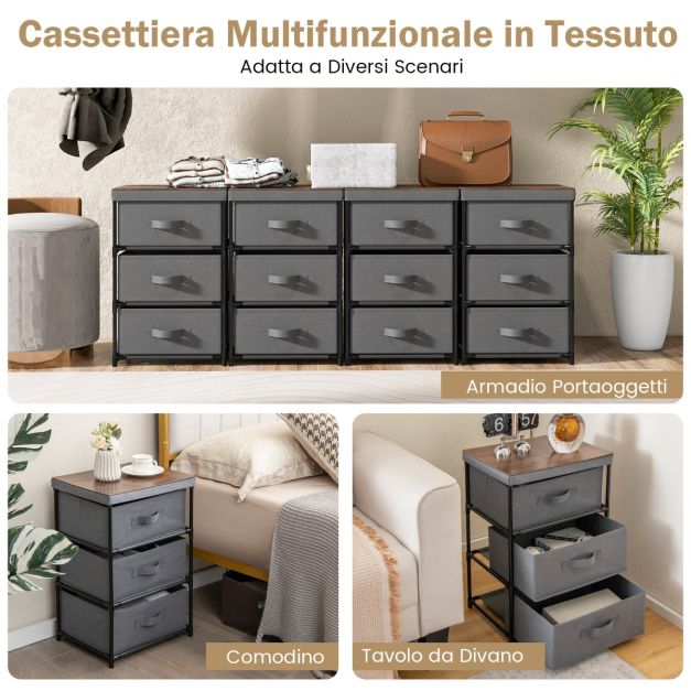 Cassettiera In Tessuto MUTUN 6 Cassetti: Comò Vintage Floreale Per Camera Da Letto
