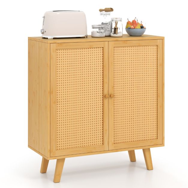 Credenza buffet con ante scorrevoli in vetro temperato, Armadietto in