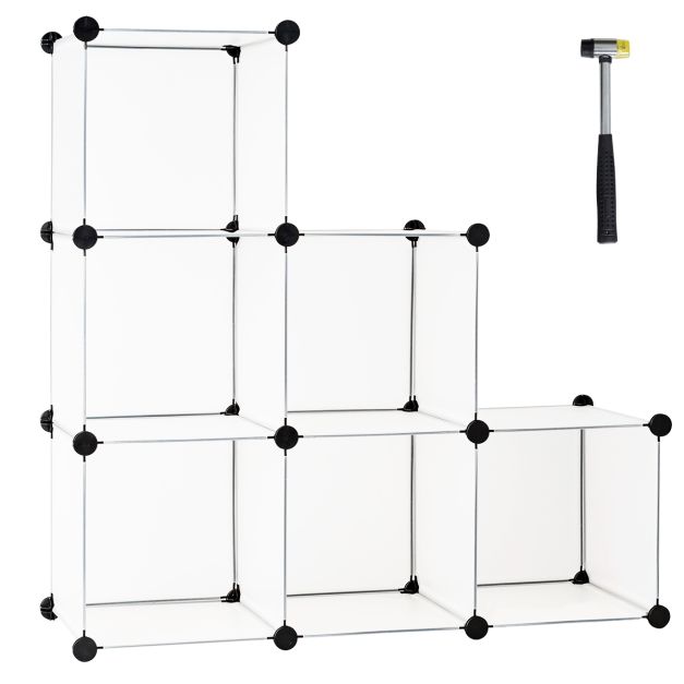 Cubi portaoggetti modulari con telaio in metallo, 6 Cubi componibili in  plastica antiruggine per giocattoli Bianco - Costway