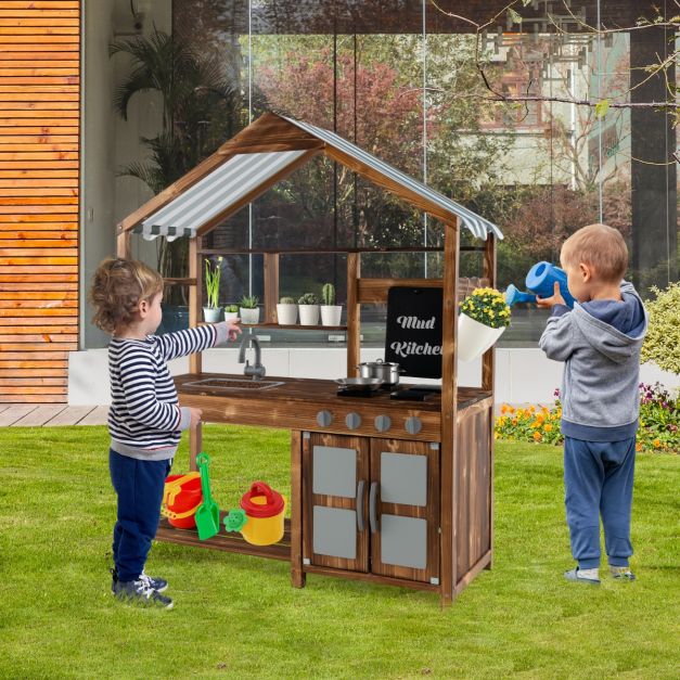 Big Game Hunters Cucina Del Fango In Legno Per Bambini Con Rubinetto Funzionante - Gioco Creativo All'Aperto Da 18 Mesi A 12 Anni - 3