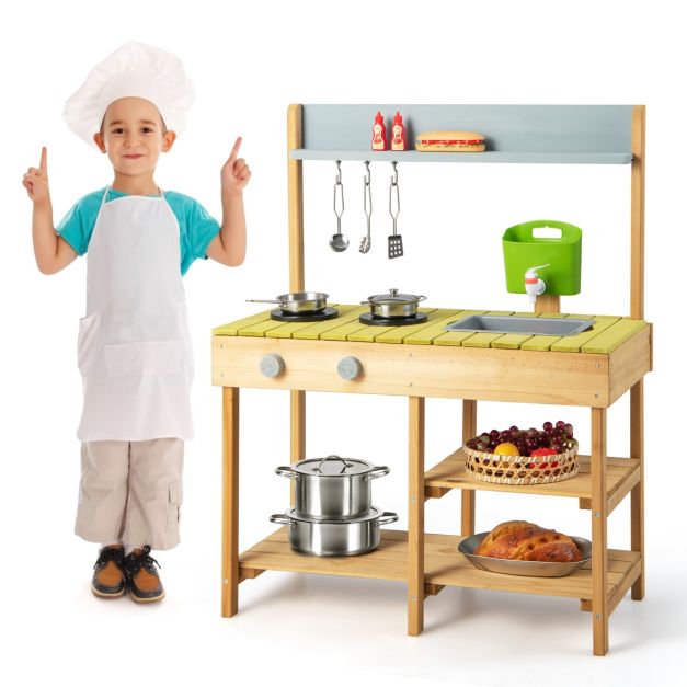Cucina giocattolo per bambini con serbatoio d'acqua rimovibile rubinetto  realistico, Cucina gioco 75x35x92cm - Costway
