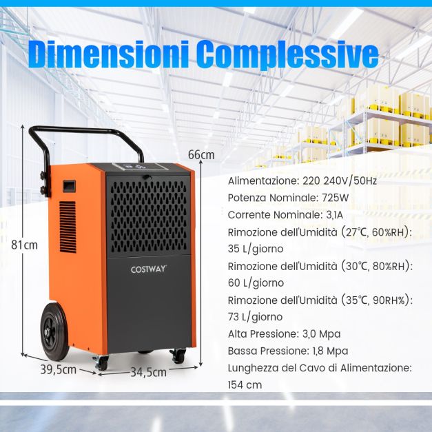 Deumidificatore Growells Energy Star 52 Pinte – Per Seminterrato E Casa Fino A 4500 Mq – Con Tubo Di Scarico E Serbatoio - 2