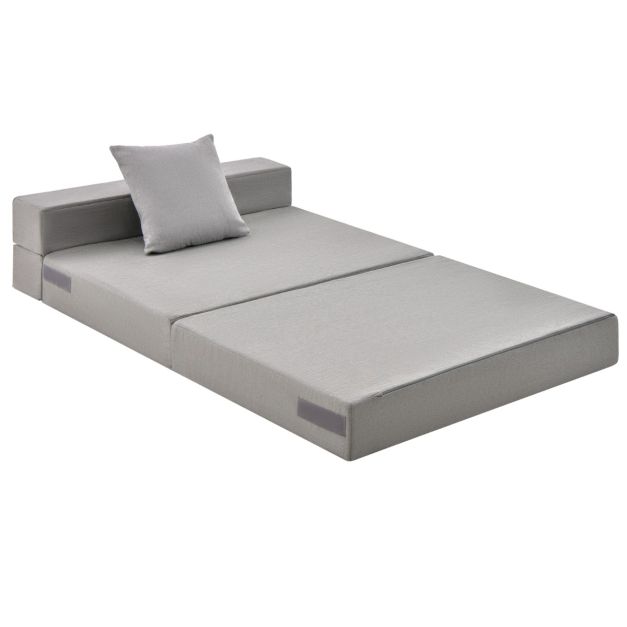 Divano letto con schiuma ad alta densità, Materasso pieghevole con cuscino  copertura lavabile spessore 15cm 2 Colori - Costway