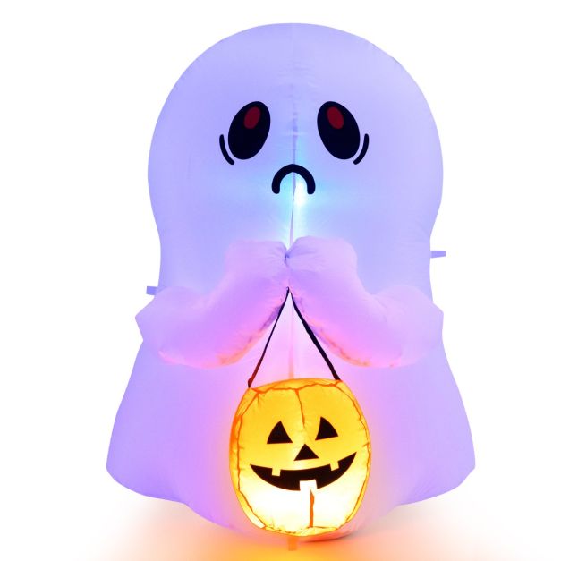 Gonfiabile Halloween COMIN A Forma Di Gufo E Zucca, 1,5 M Con Luci LED, Decorazione Da Esterno Per Giardino E Prato, Include Ventola E Picchetti