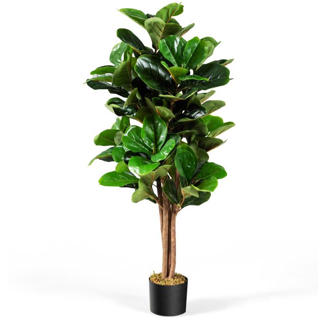 Ficus lyrata artificiale da 1,2m da interno ed esterno, Piante finte con  foglie realistiche in PEVA vaso in PP - Costway