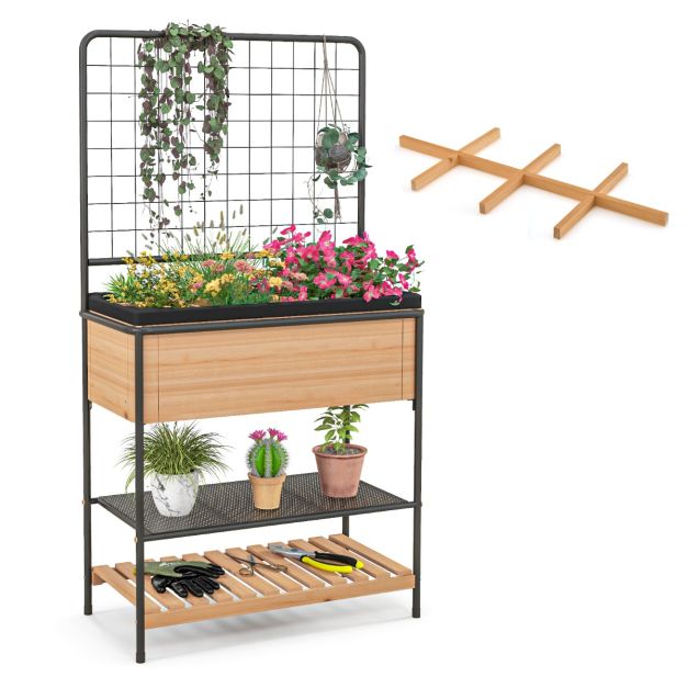 Fioriera rialzata autoirrigante con aiuola da giardino a traliccio con indicatore del livello