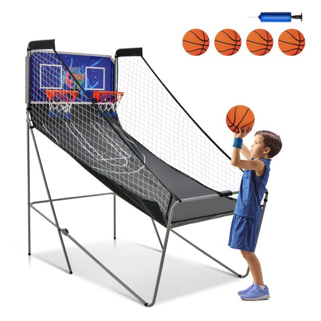 Gioco arcade di pallacanestro a doppio tiro pieghevole, Macchina da  pallacanestro con punteggio elettronico - Costway