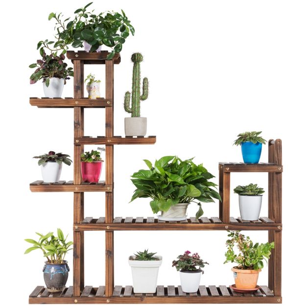 ESPOSITORE PER PIANTE, sgabello in legno, mensola per fiori rotonda