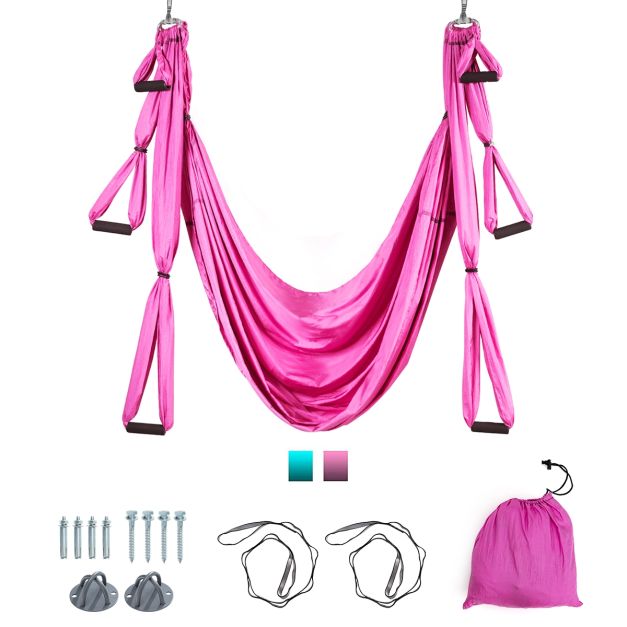 Set cintura swing per yoga regolabile con accessori compreso Set cintura  antigravità Rosa - Costway